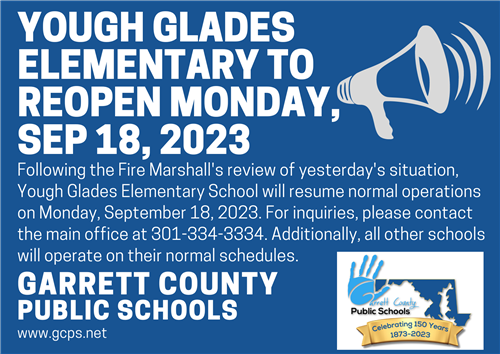 Infographic highlighting Yough Glades school's reopening as detailed in the story.